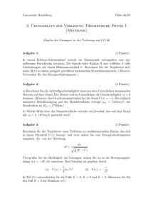 2. ¨Ubungsblatt zur Vorlesung Theoretische Physik I (Mechanik)