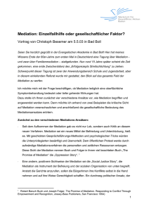 "Mediation: Einzelfallhilfe oder gesellschaftlicher Faktor?" [PDF