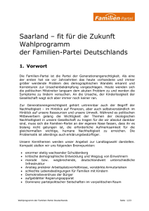 Saarland – fit für die Zukunft Wahlprogramm der Familien