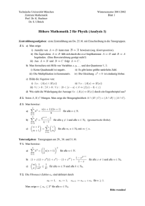 Höhere Mathematik 2 f¨ur Physik (Analysis 1)