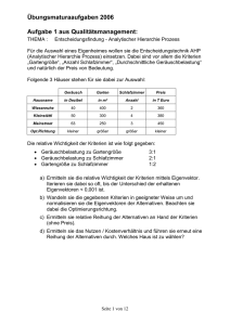 Aufgabe 1 aus Qualitätsmanagement – 12 Punkte: