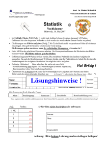 Klausur Statistik - Schmidt