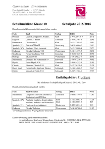 Schulbuchliste Klasse 10 Schuljahr 2015/2016