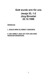 I. Jesus wird in Armut geboren