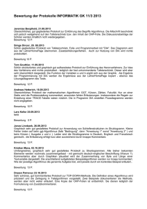 Bewertung der Protokolle INFORMATIK GK 11/3 2013 Jeremias