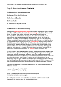 Einführung in die biologische Datenanalyse mit Matlab – SS 2009