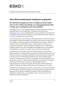 Esko Wissensdatenbank erfolgreich angelaufen
