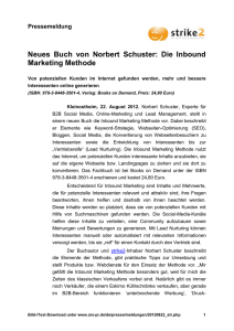 Neues Buch von Norbert Schuster: Die Inbound