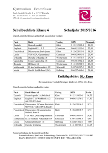 Schulbuchliste Klasse 6 Schuljahr 2015/2016