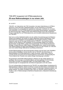 Press Release: Referenzdesigns - TDK-EPC kooperiert mit