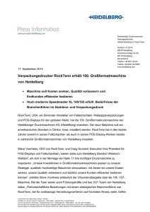 17.09.2014 - Pressemeldung - Heidelberger Druckmaschinen