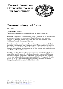 Pressemitteilung 08 - Offenbacher Verein für Naturkunde