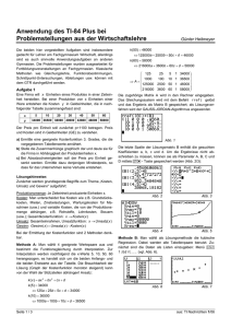 Anwendung des TI-84 Plus bei Problemstellungen