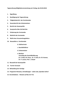 Tagesordnung Mitgliederversammlung am Freitag