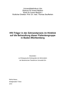 HIV-Träger in der Zahnarztpraxis im Hinblick auf die Behandlung