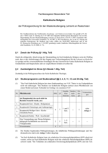 Fachbezogener Besonderer Teil Katholische Religion der