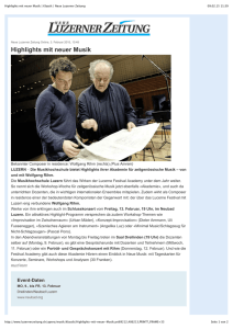 Highlights mit neuer Musik | Klassik | Neue Luzerner Zeitung