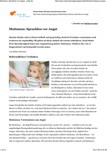 Mutismus: Sprachlos vor Angst - urbia.de