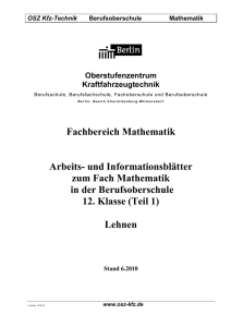 Fachbereich Mathematik Arbeits- und Informationsblätter zum Fach