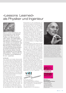 Lessons Learned» als Physiker und Ingenieur