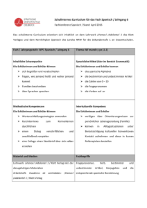 Schulinternes Curriculum für das Fach Spanisch / Jahrgang 6