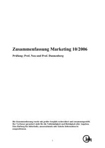 Zusammenfassung Marketing 10/2006
