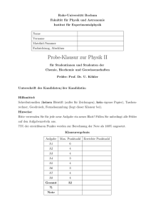 Probe-Klausur zur Physik II - Ruhr