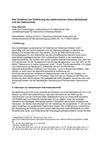 Thilo Weichert: Das Verfahren zur Einführung der elektronischen