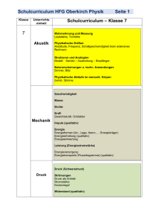 Schulcurriculum HFG Oberkirch Physik Seite 1 Schulcurriculum