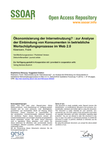 www.ssoar.info Ökonomisierung der Internetnutzung? : zur Analyse