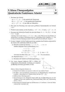9. Klasse¨Ubungsaufgaben 9 Quadratische Funktionen: Scheitel 05