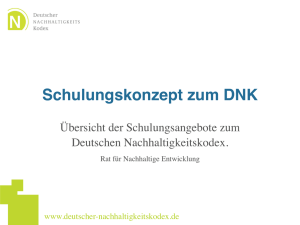 Schulungskonzept zum DNK - Der Deutsche Nachhaltigkeitskodex