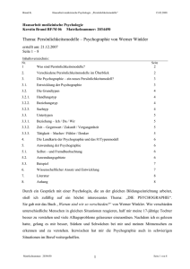 Thema: Persönlichkeitsmodelle – Psychographie von Werner Winkler