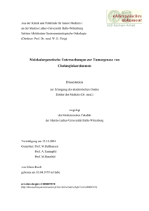 Molekulargenetische Untersuchungen zur Tumorgenese von