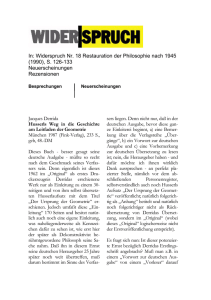 In: Widerspruch Nr. 18 Restauration der Philosophie nach 1945