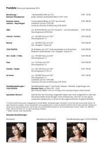 Preisliste Stand per September 2015 Bewerbung / 1