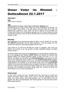 Unser Vater im Himmel – Gottesdienst 22.1.2017