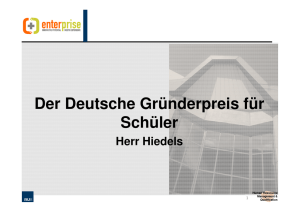 Präsentation von Hans-Dieter Hiedels zum Gründerpreis für