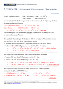Arithmetik – Rechnen mit Zehnerpotenzen / Textaufgaben