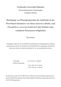 Beteiligung von Phenylpropanoiden der Apfelrinde an der Wirt