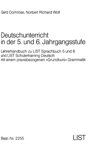 Deutschunterricht in der 5. und 6. Jahrgangsstufe