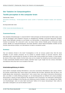Der Tastsinn im Computergehirn Tactile perception in the computer