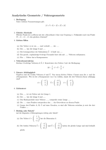 Analytische Geometrie / Vektorgeometrie