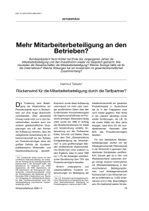 Mehr Mitarbeiterbeteiligung an den Betrieben?