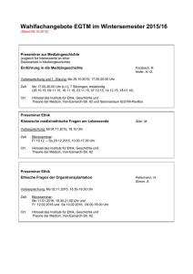 Wahlfachangebote EGTM im Wintersemester 2015/16