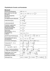 Physikalische Formeln und Konstanten