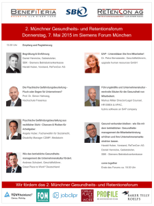 2. Münchner Gesundheits- und Retentionsforum Donnerstag, 7. Mai