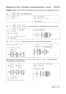 Mathematik LK 12 M1, 3. Kursarbeit – Analytische Geometrie