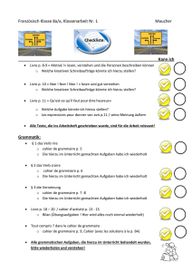 Französisch Klasse 8a/a, Klassenarbeit Nr. 1 Maucher Checkliste