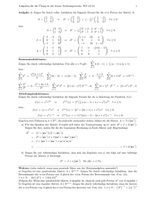 Aufgaben für die ¨Ubung in der letzen Vorlesungswoche, WS 13/14